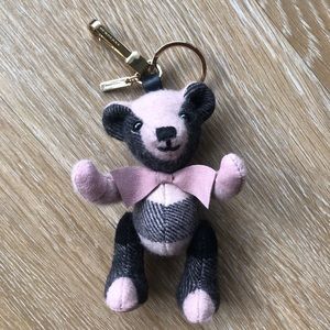 Burberry Pink Thomas Bear Key Charm with Bow Tie